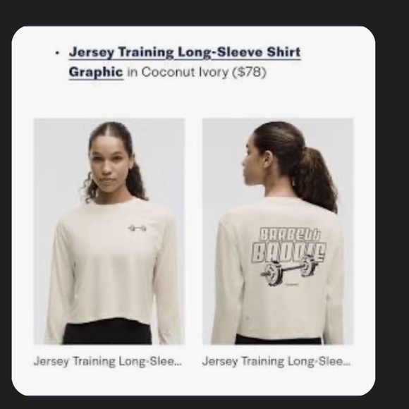 NEW Rare Lululemon “Barbell Baddie” Jersey Training Long Sleeve Graphic Sz 10 - Picture 4 of 4